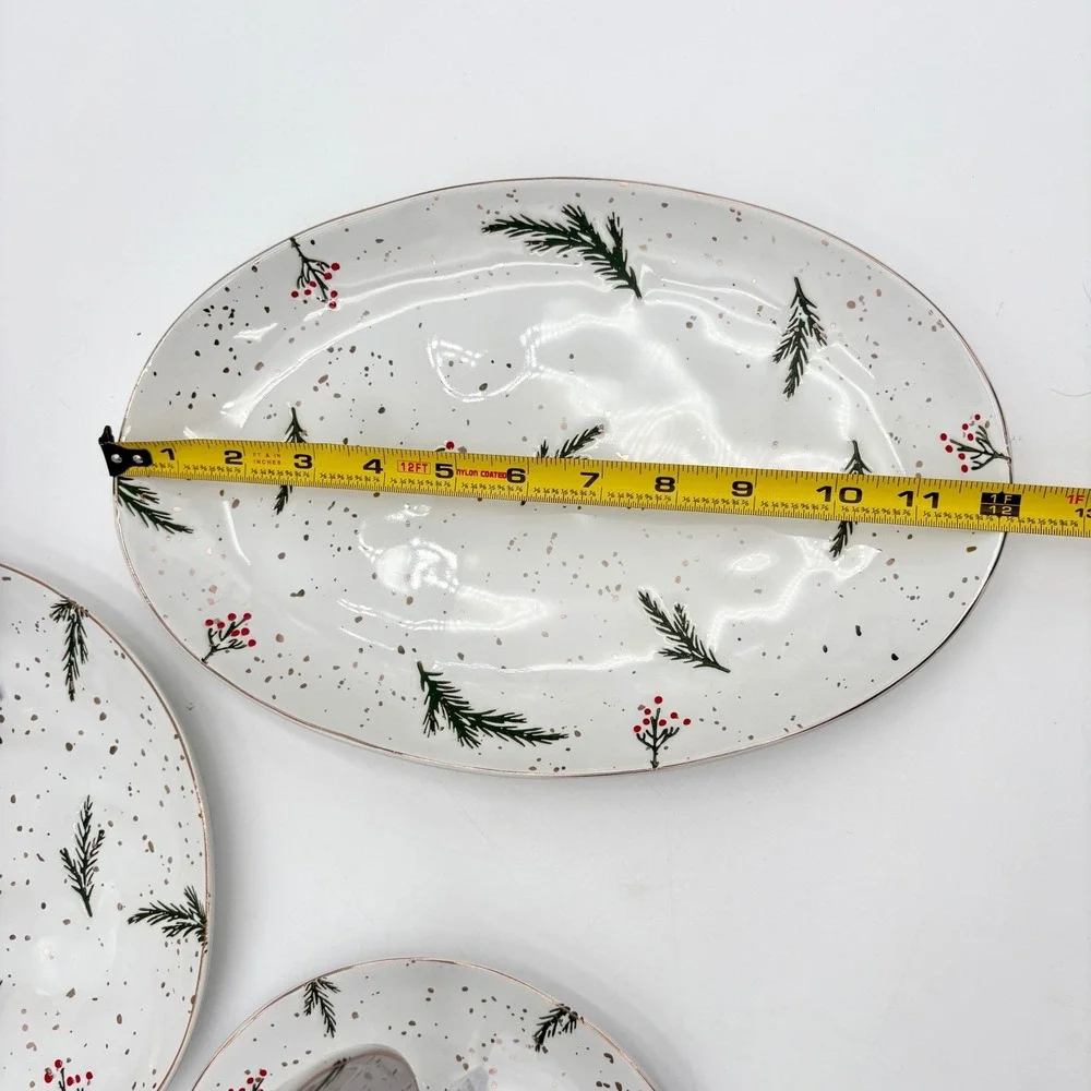 Potters Studio Holiday Plates & Platter Set Christmas Evergreen & Holly Berries